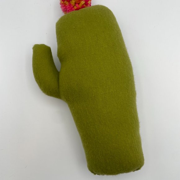 Handmade Cactus Plush Stuffed Toy with Pom Pom - Made in Portland Oregon - Picture 3 of 5